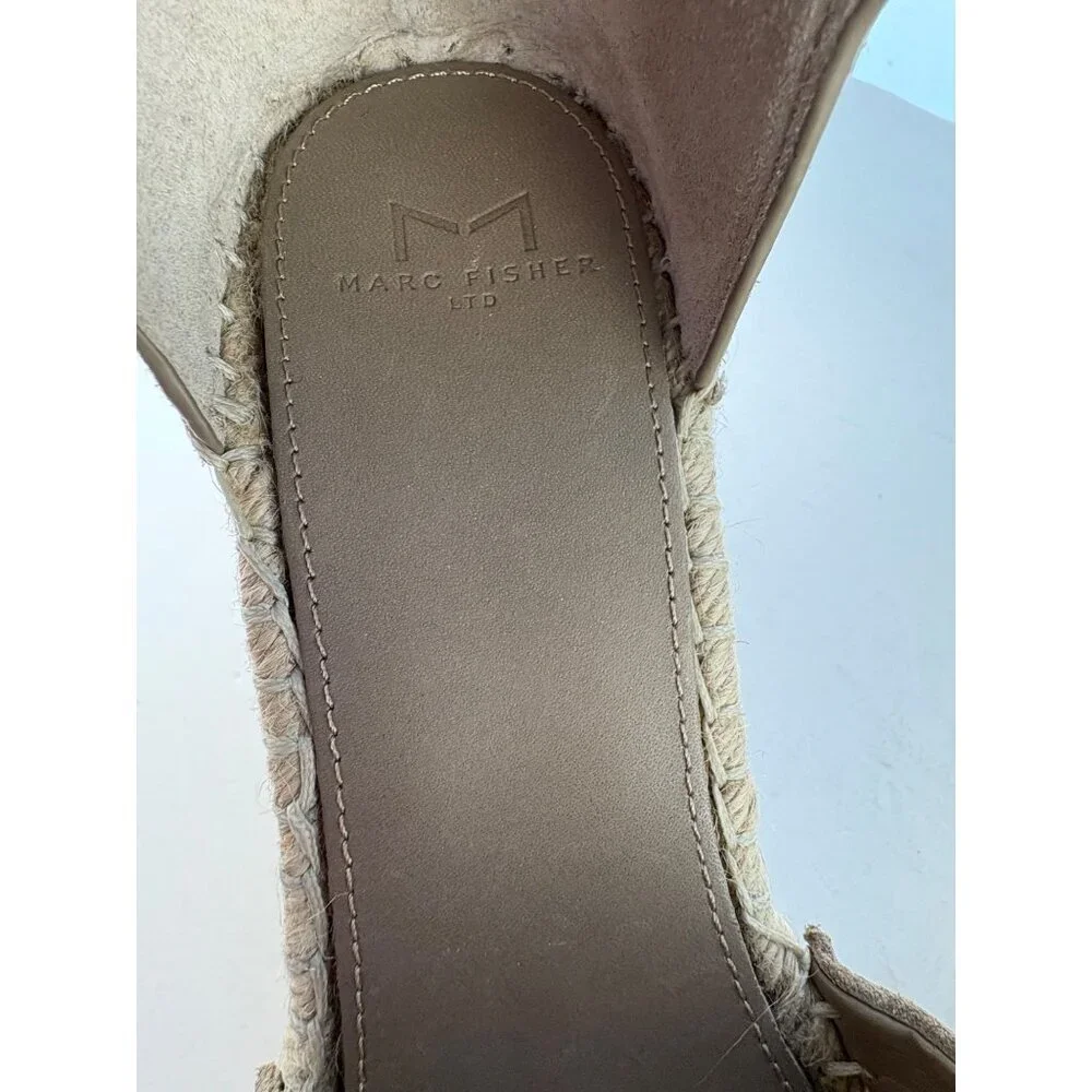 Marc Fisher Nelly Wedge Espadrille Sandal in Tan Taupe Suede Size 9.5